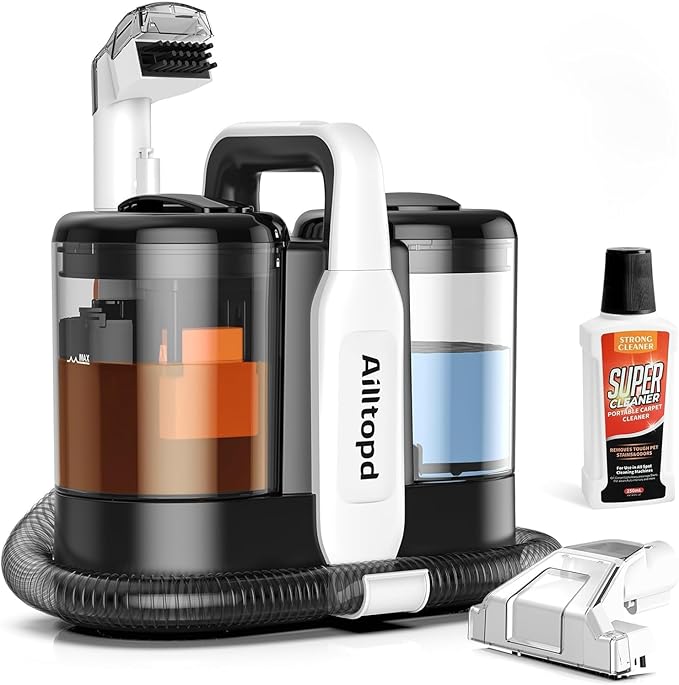 Handheld Upholstery Cleaner with 2 Brushes, for Sofa, Mattress, Car Interior, Quick Dry Spot Cleaner