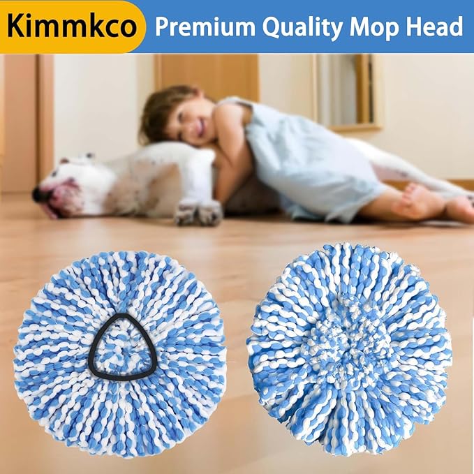 4 Pack Spin Mop Head Replacement for O Cedar RinseClean Spin Mop Refill, Mop Replace Head for Only 2-Tank System, Fluffy Microfiber, Machine Washable
