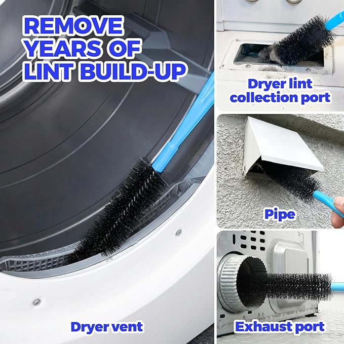 Holikme Dryer Vent Cleaner Kit - 5 Piece Flexible Snake Tool for Lint Removes&Sewer Set Brush Clog Remover,for Toilet, Kitchen Sink, Bathroom Bathtub,Long Drain Brush