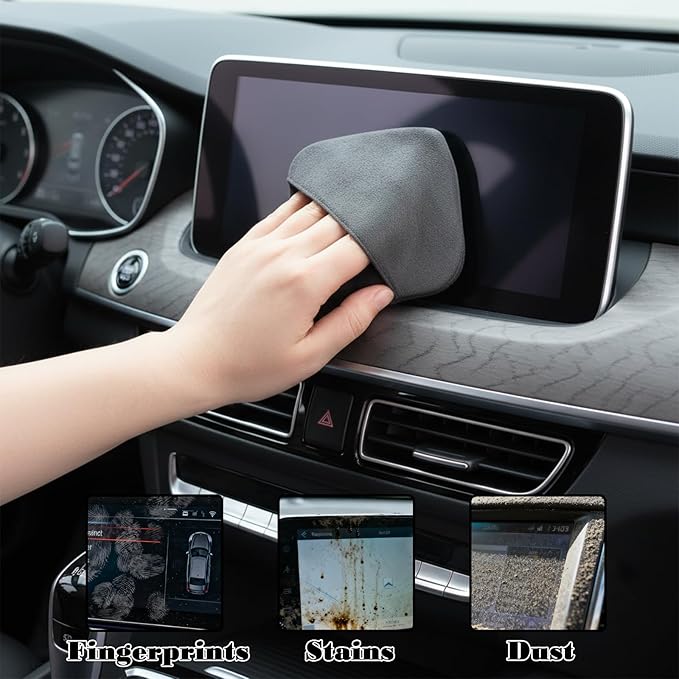 Car Screen Cleaner, Microfiber Auto Screen Cleaning Pad, Square Microfiber Cloth Non-Scratch Auto Touchscreen Cleaning Wipes for Vehicle Dashboard Car Display Interior