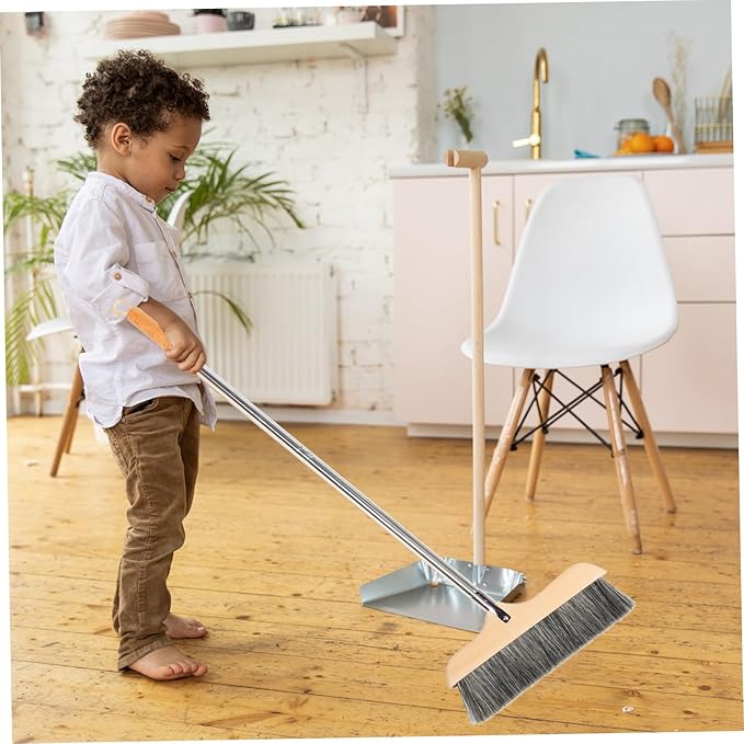 CHILDWEET Soft Bristle Broom with Handle Durable Hardwood Floor Broom for Bedroom Kitchen and Bathroom Cleaning Lightweight Comfortable Design for Indoor Sweeping