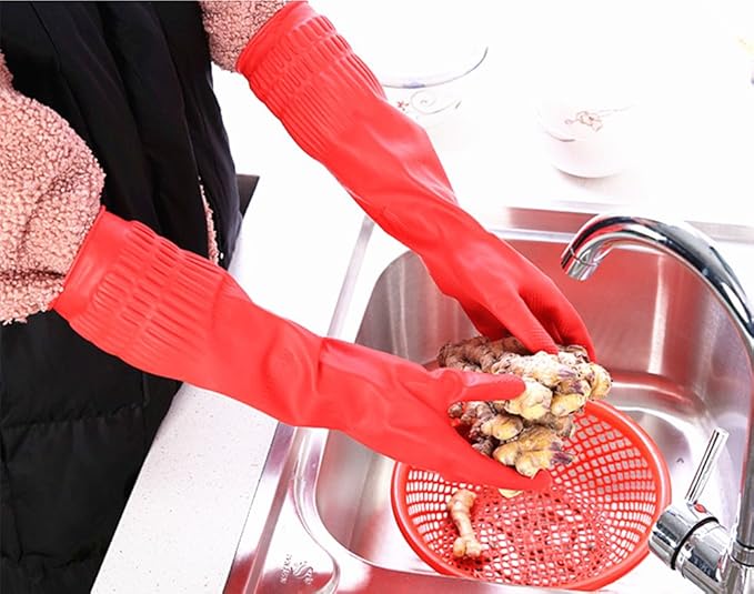 Rubber Cleaning Gloves Kitchen Dishwashing Glove 6-Pairs,Waterproof Reuseable.(Small)