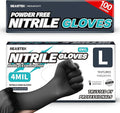 Beastek Black Disposable Nitrile Exam Gloves 100 Pcs 4Mil Chemical Resistant Powder-Free Latex-Free Food Safe Medical Cooking