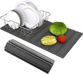 Hopegiver Stone Drying Mat for Kitchen Counter, 24" x 16" Quick Dry Diatomaceous Earth Dish Drying Mat, Super Absorbent, Non-Slip & Foldable, Modern Gray Carve Countertop Mat (GrayCarve,24''x16'')