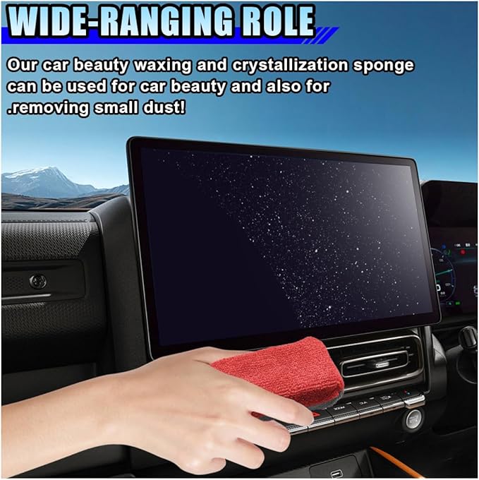 12PCS Ceramic Coating Applicator Sponge, 4.13'' x 1.84'' Microfiber Car Detailing Applicator Pads, Rectangular Car Foam Cleaning Pad, Auto Polishing Pad for Wax, Paint, Sealant (Red)