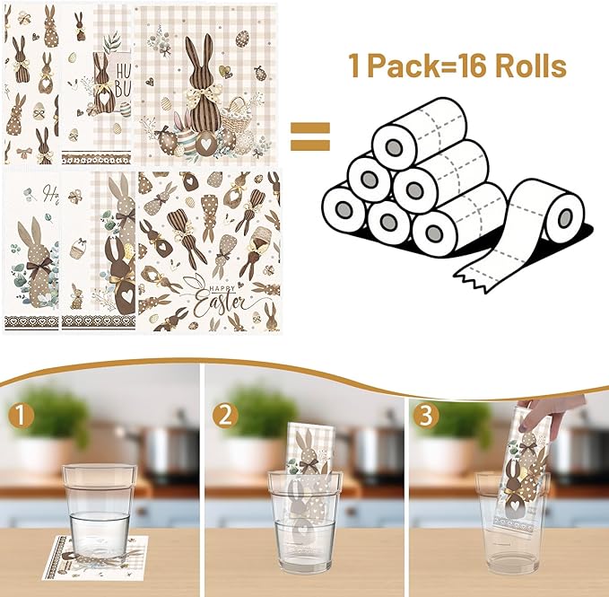 Easter Swedish Dishcloths for Kitchen, 6 Pack Rustic Bunny Reusable Dish Paper Hand Towels Housewarming Gifts, Rabbits Absorbent Dish Rags for Home Cooking Cleaning
