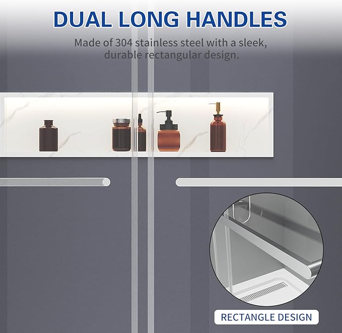 56-60 in. W x 76 in. H Double Sliding Frameless Shower Door, 5/16" (8mm) Tempered Glass with Double Nano Coating, Easy-to-Clean Bathroom Glass Door （Bright Chrome）