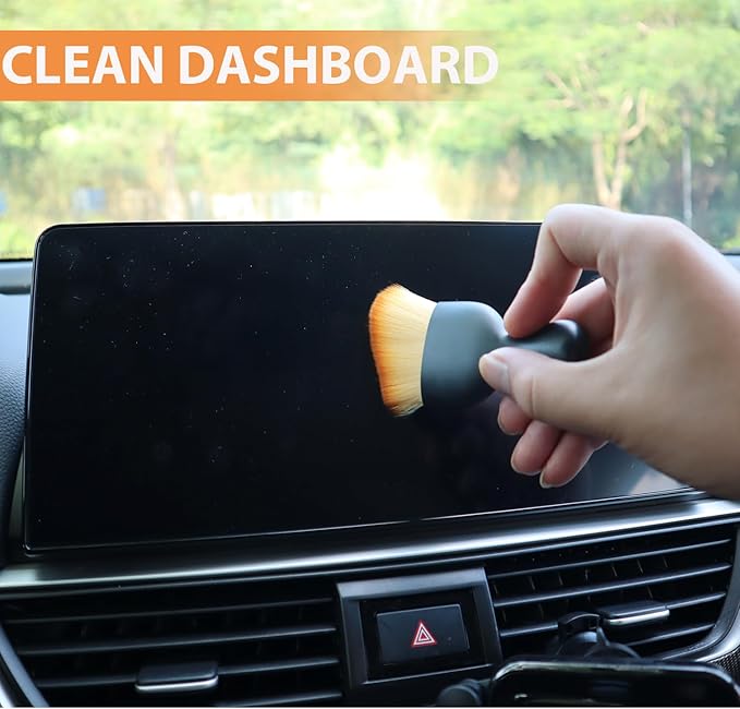 Car Interior Detailing Brush Soft Bristle Detail Brushes,Dash Duster Cleaning Brush,Car Accessories for Women/Men,Interior Cleaning Tool for Automotive,Truck,SUV,RV(Yellow)