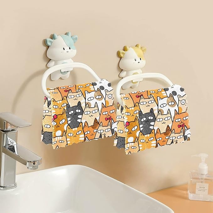 ALAZA Dish Towels - Funny Kittens Cat Dish Cloths, Super Absorbent, Lint Free, Soft Towel Kitchen Accessories Set of 6, 11"x11"