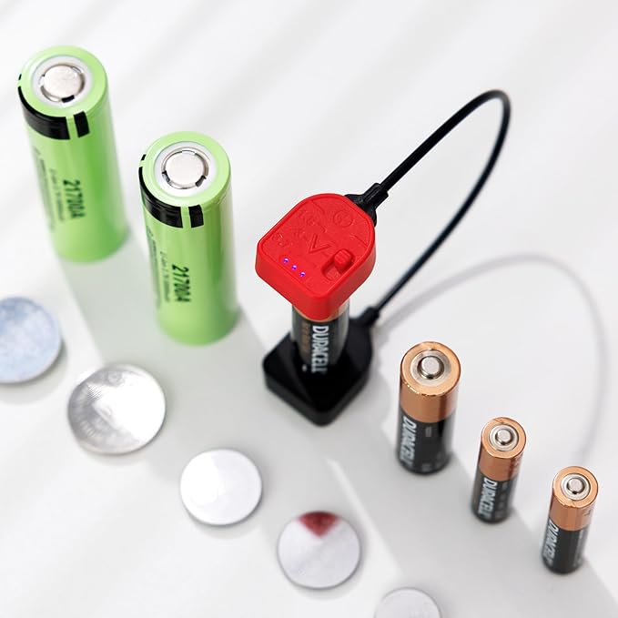 Portable Magnetic Battery Tester for AA AAA C CR2032, Compact Universal Battery Checker with 3 Indicator Lights for CR2025 CR2450 LR44 Double Triple A D 1.5V 3V 3.7V Button Coin Cell Household Battery