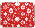 Christmas Snowflake Ball Baubles Dish Drying Mat for Kitchen Counter Absorbent Microfiber Drying Pad, Medium 16x18 in