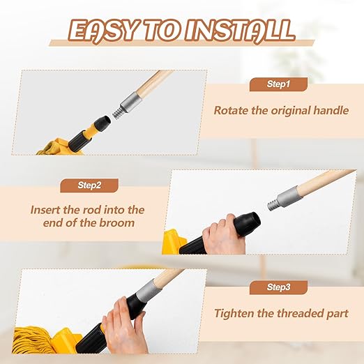 Barydat 55 Inch Lacquered Wood Broom Handle with Metal Threaded Tip Heavy Duty Natural Lacquered Wood Handle for Floor Home Office Commercial, 1" Diameter(20 Pack)
