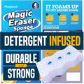 Magic Eraser Sponges 4 Pack – Thick Melamine Cleaning Sponges for Walls, Kitchen, Bathroom & Floors – White Magic Sponge Eraser Pads for Heavy Duty Multi-Purpose Cleaning