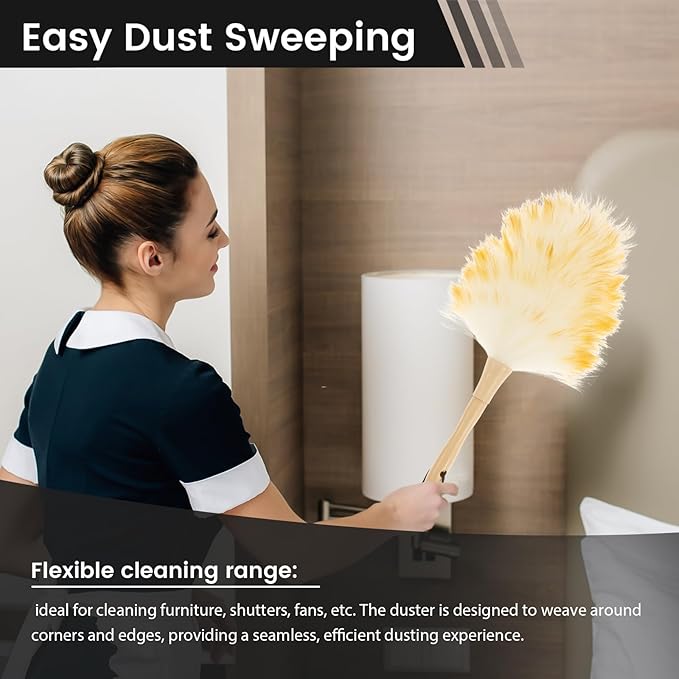 2Pcs Sofa Cleaning Lambswool Duster, Feather Duster for Cleaning Fans, Reusable Table Cleaning Faux Lambswool Duster with Retractable Pole for Photo Frames and Furniture
