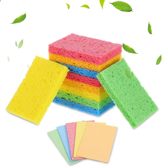 15Pcs Cellulose Sponges, Compressed Kitchen Sponges - 5 Colors Multipurpose Cleaning Sponge for Kitchen Bathroom Cars