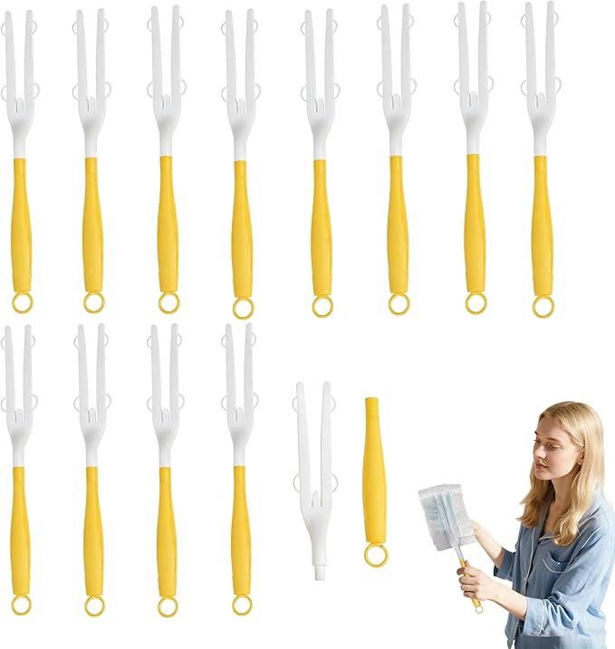12PC Replacement Duster Handles, Compatible with Swiffer Duster Refills—Extendable Duster Wand for Feather Duster & Cleaning Dusting Brush, Ideal for Car, Blinds, Furniture & Electronics