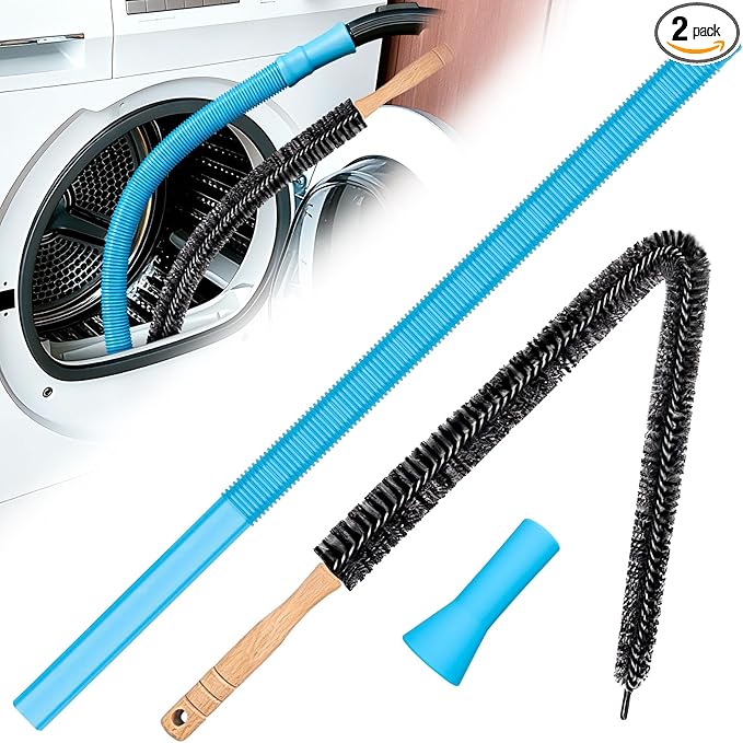 Dryer Vent Cleaner Kit - Dryer Lint Brush and Flexible Vacuum Hose Dryer Lint Vac Attachment with Universal Connector, Dryer Cleaning Tools, Suitable for Most Vacuum Cleaners