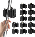 Mop and Broom Holder Big Size Hanging 1KG Extra, 12 Pack, Wall Mount for Organizing Mop Broom in Garden, Laundry Room, Cleaning, Bathroom, Kitchen, Garage (Black)