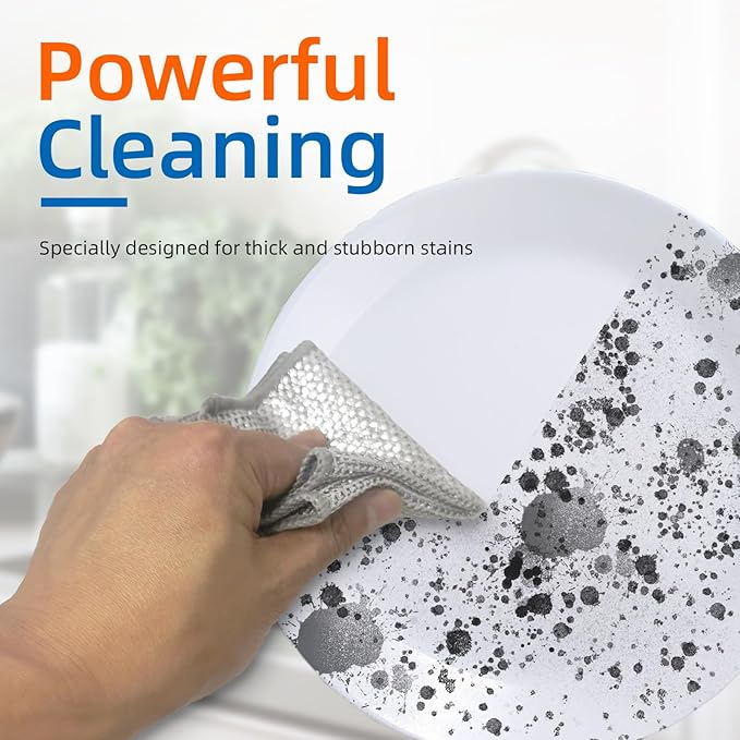 Large Size Non Scratch Steel Wire Dishwashing Rags and Steel Scrubber,Substitute for Steel Wool Scrubbers,Kitchen Cleaning Cloths, Multifunctional Wire Dishcloth for Pots,Pans,Dishs,Flatwarel