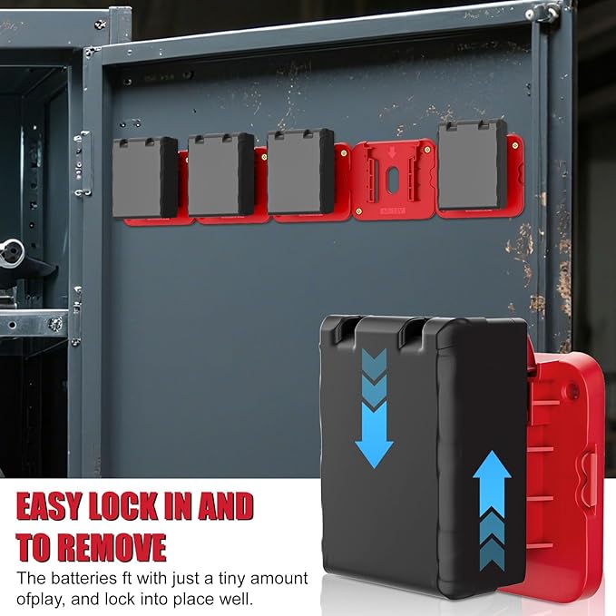 Battery Holder Compatible for Milwaukee 18V Battery, Wall Mount Batteries Storage for Work Van, Shelf, Toolbox - 5 Pack