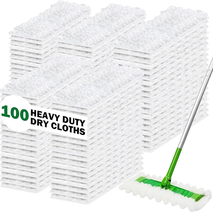 Heavy Duty Dry Sweeping Cloth Refills for Swiffer Sweeper Mop, Sweeper Pet Dry Pad Refills to Clean Dust, Pet Hair, Dirt, Floor Duster Mop Pads, 100 Count
