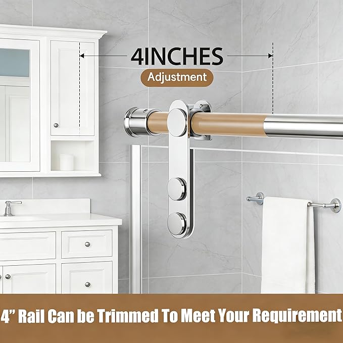 Frameless Shower Door, 44-48" W x 76" H 5/16" 8mm Glass Sliding Shower Doors with Explosion-Proof Film, Shower Doors for Walk in Shower with Tempered Glass Stainless Steel Hardware, Brushed Nickel