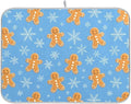 Snowflake Gingerbread Cookie Man Blue Dish Drying Mat for Kitchen Counter Absorbent Microfiber Drying Pad, Medium 16x18 in