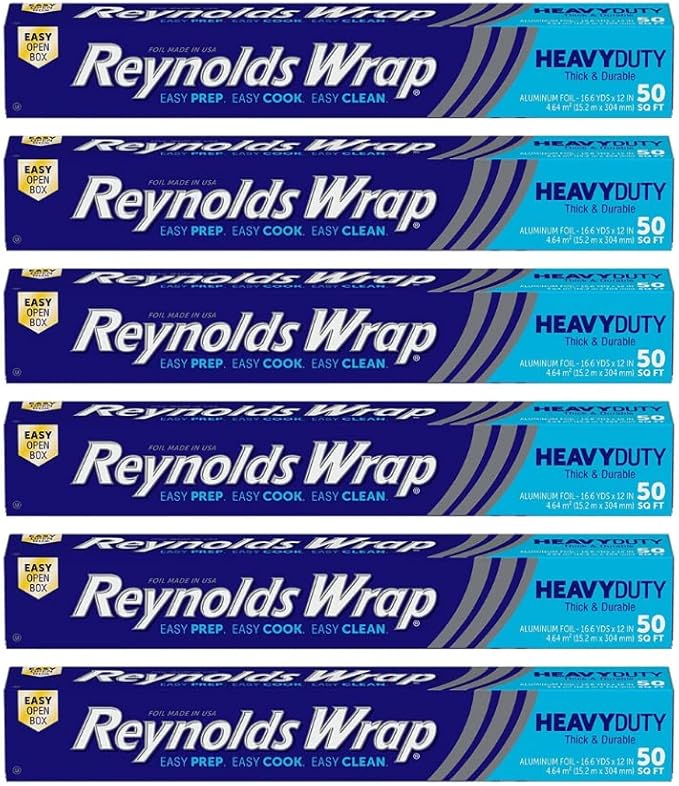 Reynolds Wrap Aluminum Foil, Heavy Duty, 50 sq ft, (Pack of 6)