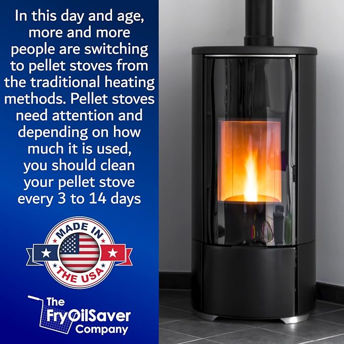Pellet Stove & Dryer Vent Cleaner Kit – 10 ft Long Steel Flexible Brush for Fireplace Chimney, Ash, Lint & Soot Buildup Removal - Pellet Stove Cleaning Kit – B67C by FryOilSaver Co