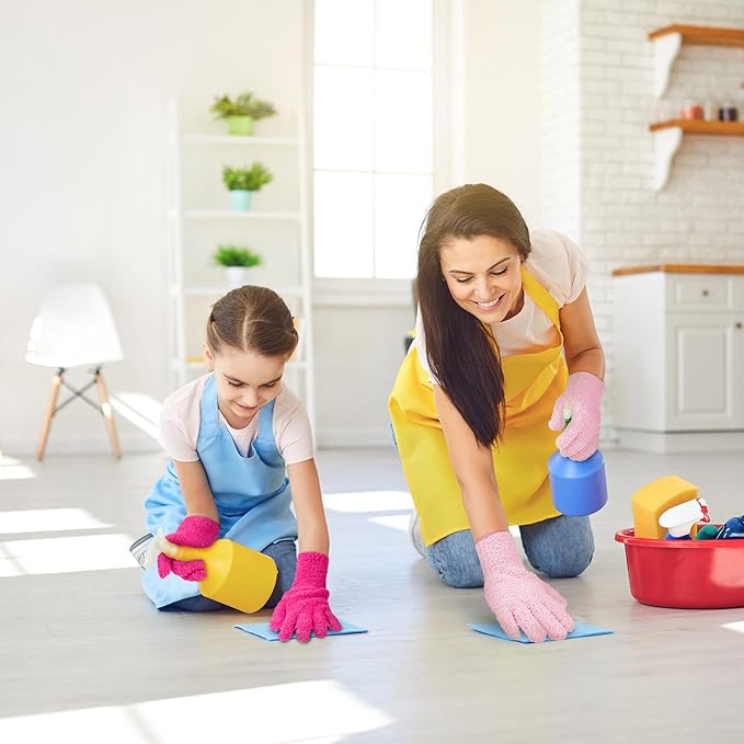 6 Pcs Microfiber Dusting Mitt Gloves for Plants Washable Dusting Gloves for House Cleaning Furniture Car Washing