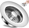 Kitchen Sink Drain Strainer 3 in 1, 304 Stainless Steel Pop Up Sink Stopper, Anti-Clogging Sink Drain Strainer for US Standard Kitchen Drain (Chrome)