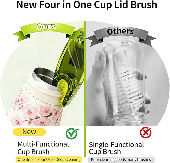 3 in 1 Cup Lid Gap Cleaning Brush Set, 2PCS Multifunctional Bottle Cleaning Brush for Bottle Gaps Bottle Cleaner Home Kitchen Cleaning Tools, Blue 2 Colors