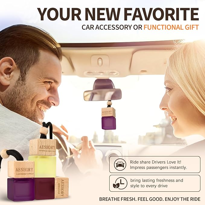 Aeshory Car Air Freshener Hanging - 3-Pack,Citrus Collection Car fresheners long lasting, Car Air Freshener for Women and Men, Premium Car Aromatherapy Essential Oil Diffuser Gift Set