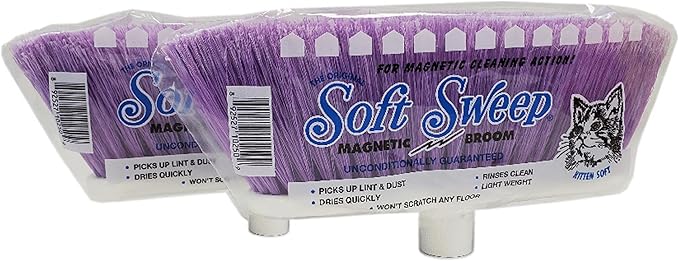 The Original Soft Sweep Magnetic Action Broom 6-PACK: 2 PURPLE, 2 PINK, 2 YELLOW