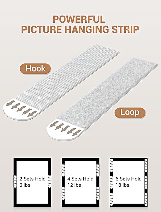 Heavy Duty Large Picture Hanging Strips, 20-Pairs (40 Packs) Adhesive Picture Hangers, No Damage Wall Hanger Without Nail, Poster Hanger Strips, Picture Hanging Hooks for Wall Decoration