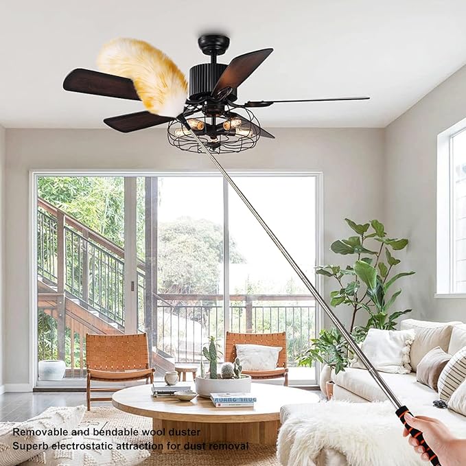 Wool Duster with Telescopic Rod Natural Cleaning Dusters for Sweeping The Corners of Ceilings Suspension Aircondition