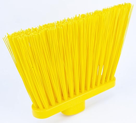 SPARTA 41083EC04 Plastic Color Coded Broom, Unflagged Bristles, Long Broom With Angled Head For Small Debris Cleaning, 56 Inches, Yellow, (Pack of 12)