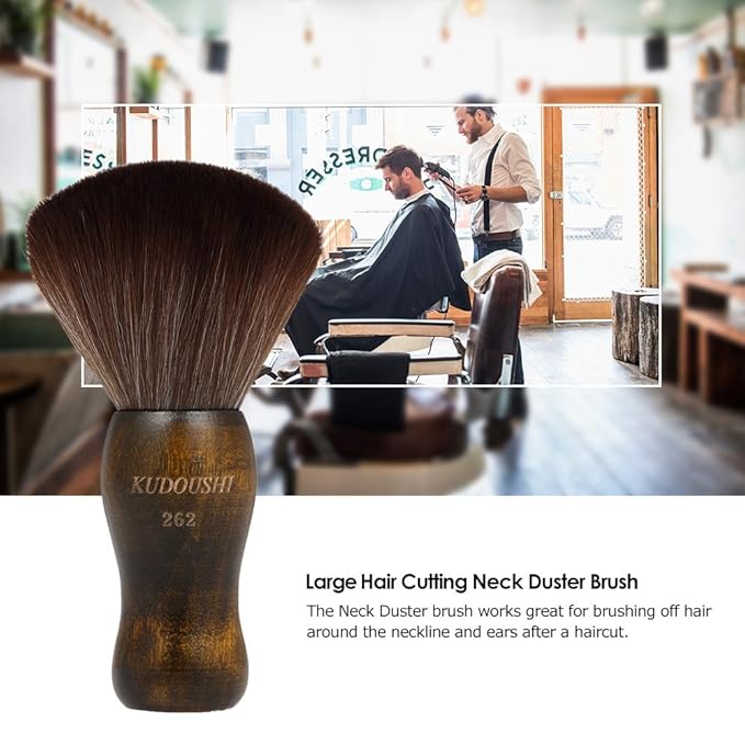 Anself Large Hair Cutting Neck Duster Brush Professional Barber Natural Fiber Wooden Handle Cutting Kits Type1