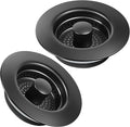 Kitchen Sink Drain Strainer 2 Pack, 304 Stainless Steel Pop Up Sink Stopper, Anti-Clogging Sink Drain Strainer for US Standard Kitchen Drain (Matte Black)