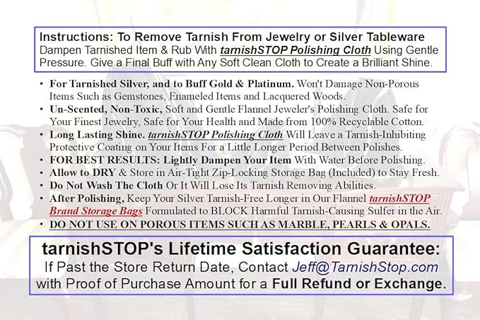 TarnishSTOP | USA Made | Gigantic 28"x14" Polishing Cloth | 100% Cotton, Eco-Friendly, Unscented | for Silver, Gold, Platinum, Coins & Jewelry