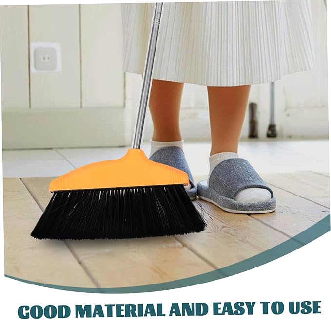 Amosfun Soft Bristle Broom with Long Handle Heavy Duty Indoor and Outdoor Sweeping Broom for Home Cleaning Non-Stick for Kitchen and Garage