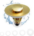 Fransiton Bathroom Sink Drain Stopper, 1.1-1.77 Inch Basin Pop Up Sink Drain Stopper, Anti Clogging Drain Plug with Detachable Hair Catcher,Brushed Golden