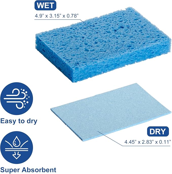 Sponges Kitchen，Cellulose Sponges, Compressed Kitchen for Household Use，for Dishes, Kitchenware, Cleaning for The Shower，Reusable，Save Space (4, Blue)