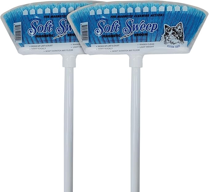 Soft Sweep Broom The Original Soft Sweep Magnetic Action Broom - 2 Blue Brooms