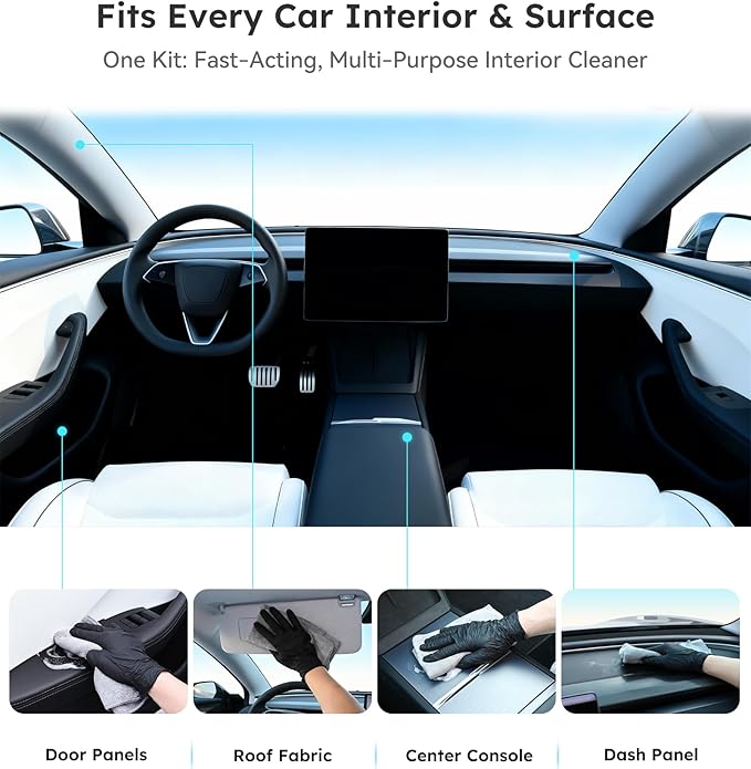 Ultra Car Interior, Seat & Upholstery Cleaner - Car Detailing Kit Removes Stains, Dirt, Oil & Grease, Safe for Leather, Vinyl, Plastic & More - Compatible with Cars, Trucks, SUVs, RVs (17Oz Ice Chill)