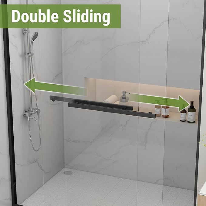 Tub Shower Door 56-60" W x 60" H,Matte Black Bathtub Door with 1/4"(6mm) Tempered Glass,Bathtub Shower Door Easy to Clean