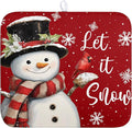 Snowman Christmas Dish Drying Mat Winter Drying Mats for Kitchen Counter Xmas Holiday Red Dish Draining Mat Microfiber Absorbent Reusable Dish Rack Pad 16x18 Inch