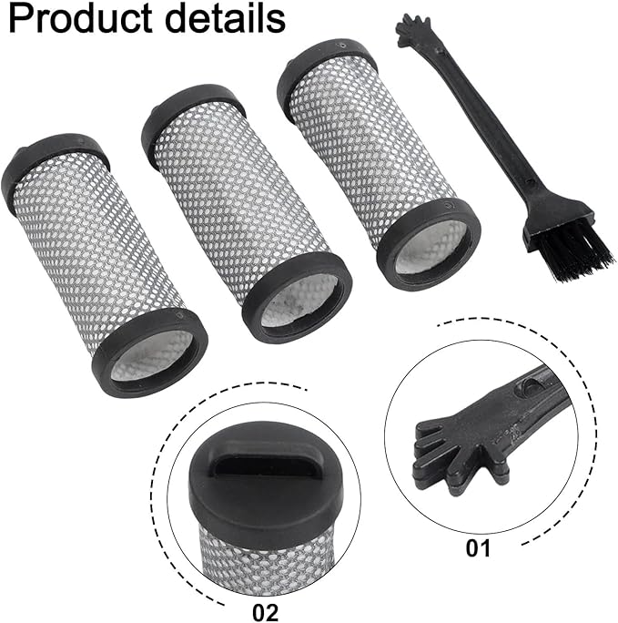 Washable HEPA Filter Replacement for JIGOO T600 Mattress Vacuum Cleaner, 99.97% High-Efficiency Filtration, Reusable Design with Cleaning Brush, 4-Pack