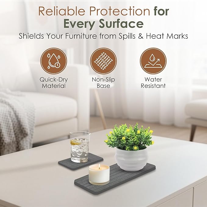3-Pack Large Stone Kitchen Dish Drying Mat for Countertops 24"x16"– Absorbent Diatomaceous Earth Stone Mat with 2 Extra Stone Pads, Fast-Drying Non-Slip Design for Kitchen & Bathroom,Easy to Clean