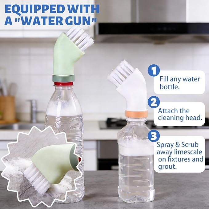 Crevice Cleaning Brush Set，Grill Brush，Hard Bristle Crevice Cleaner Connected to Mineral Water Bottle，for use in: Kitchen, Bathroom Sinks and Corners, Crevices, Window Tracks, and Tight Spaces.4pcs